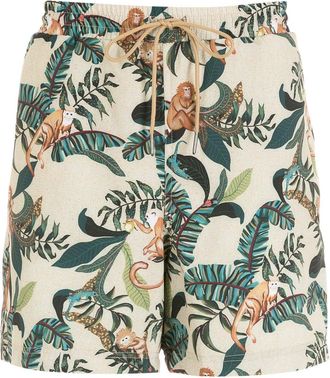 Lygia & Nanny Gil monkey-print swimming shorts - men - Polyester/Spandex/Elastane - 44 - Neutrals