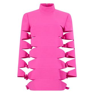 Valentino Garavani Short Dresses, female, Pink, S, Fuchsia Mini Dress with Cut-Out Details
