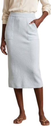 Kinross Cashmere Pull On Double Knit Straight Skirt In Sky