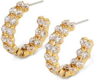 Nadri Cassi Cubic Zirconia Double Row Hoop Earrings in Gold at Nordstrom Rack