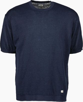 C.P. Company Mens Linen Knitted T-Shirt - Navy - Size: 38