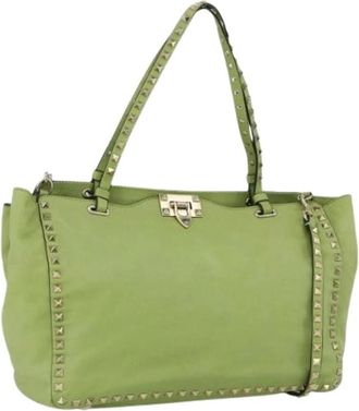 Valentino Pre-owned Tote Bag - Dames - Vintage Shopper - Groen - ONE Size - Leer - Vintage