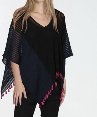 Label+Thread Amelia Tassel Poncho In Black/navy