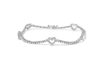 House of Brilliance 14K White Gold 1 1/2 Cttw Diamond Heart Station Strand Bracelet - 7.5 Inches at Nordstrom
