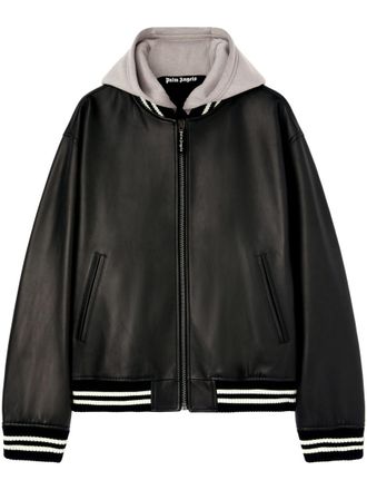 Palm Angels Black Curved-logo Bomber Jacket