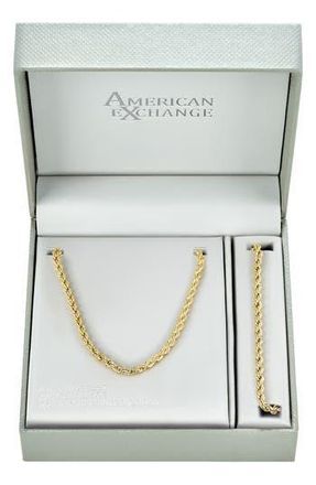 American Exchange Mens Rope Chain Necklace & Bracelet Set in Gold at Nordstrom Rack