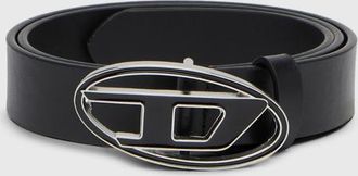 Diesel 2.4cm leather belt with enamelled Oval D buckle - Belts - Woman - Black