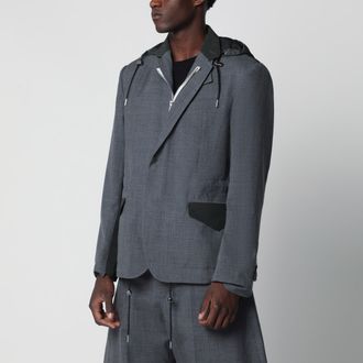 sacai Grey/khaki wool and nylon jacket