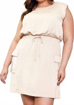 Skies Are Blue Clothing Muscle Shoulder Mini Dress In Oatmeal