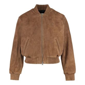 Ami Bomber Jackets, male, Brown, M, Suede Bomber Jacket