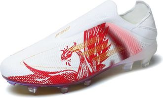 Generic Mens and Womens Sports Training Spikes electroplated Youth Football Shoes, Red, 4.5 UK