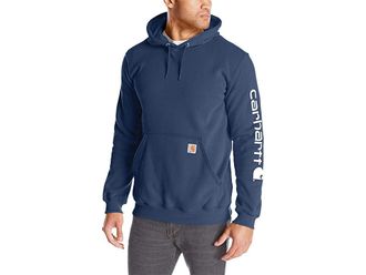 Carhartt Work in Progress Loose Fit Midweight Logo Sleeve Graphic Sweatshirt Mens Sweatshirt New Navy : 2XL (Reg), Cotton/Fleece/Polyester