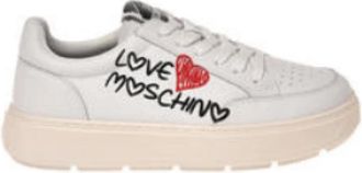 Love Moschino Graffiti Leren Sneakers - Dames - Sneakers - Wit - 40 EU - Leer - Schoenen
