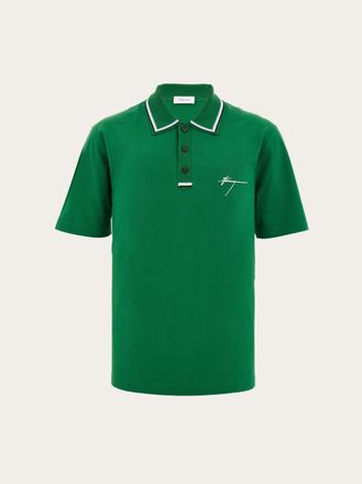 Ferragamo Men Cotton polo shirt with signature Green