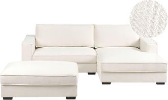 Beliani Sof&aacute; esquinero 2 personas de tejido beige