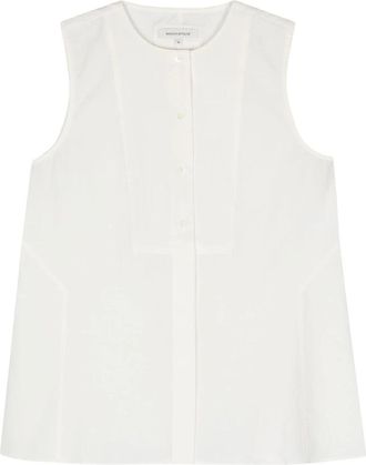Maison Kitsun&eacute; Mouwloze Bib Top - Dames - Tops zonder mouwen - Wit - S - Tops