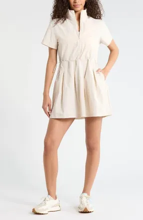 Zella Nylon Pleated Fit & Flare Dress in Grey Moonbeam at Nordstrom, Size Xx-Large