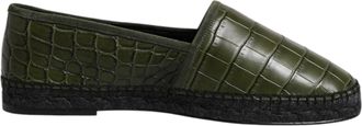 Dolce & Gabbana Green Exotic Leather Espadrilles Slip On Mens Shoes