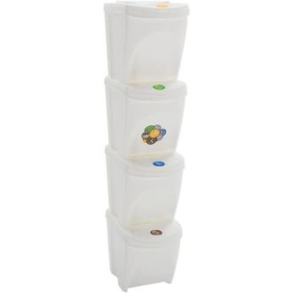vidaXL Vidaxl - Cubos De Basura Apilables 4 Uds Polipropileno Blanco 100 L