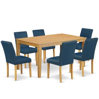 East West Furniture Dining Room Set Oak, CAAB7-OAK-55