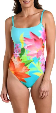 La Blanca Sunset Botanica Scoop Neck One-Piece Swimsuit in Multi at Nordstrom, Size 10