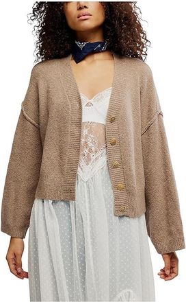 Free People Cool Of The Night Cardi Womens Sweater Mocha Melange : LG (Womens 12-14), Cotton/Elastane/Polyamide