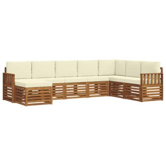 vidaXL Conjunto De Sof&aacute;s De Exterior Con Coj&iacute;n 8 Pcs Natural Y Crema Vidaxl