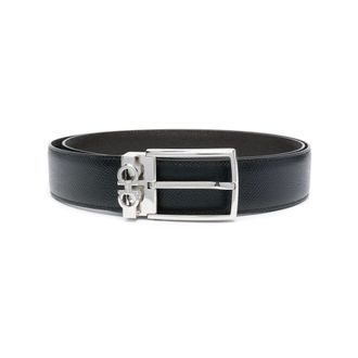 Ferragamo Belts, male, Black, Size: 110 CM Logo Buckle Leather Belt