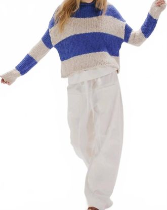 Free People Opal Rollneck Knit Stripe Sweater In Blue
