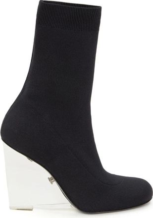Alexander McQueen Zwarte Slip-On Laarzen met Glas en Stretch - Dames - Laarzen met Hak - Zwart - 36 EU - Leer - Schoenen