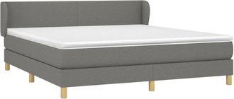 vidaXL Cama Box Spring Con Colch&oacute;n Tela Gris Oscuro 160x200 Cm Vidaxl