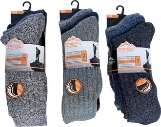 Generic ProHike Wool Blend Winter Socks, Boot socks, Multi-Pack, Ribbed Knit, Thermal Comfort, Grey and Earth Tones, 3 Pairs