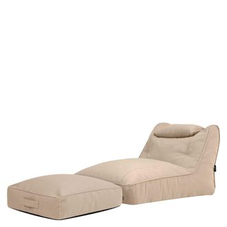 Icon Brand Set puf sof&aacute; y coj&iacute;n de suelo exterior en olefina impermeable beige