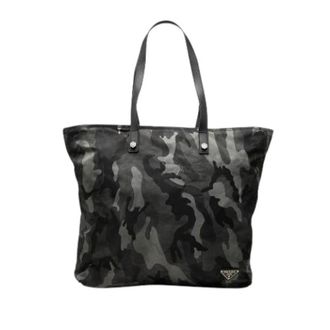 Prada Pre-owned Printed Nylon Satchel - Dames - Vintage Shopper - Grijs - ONE Size - Nylon - Vintage