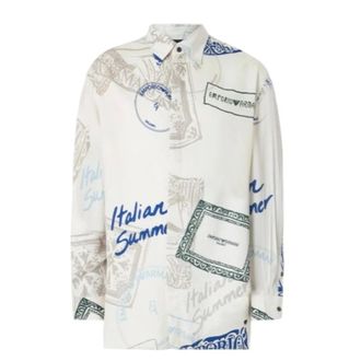 Emporio Armani Casual Shirts, male, Multicolor, Size: L Flowing Fabric Shirt