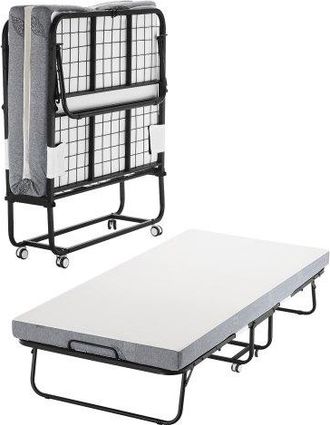 OEM Cama Plegable De 965 X 1900 X 396 Mm Con Colch&oacute;n De 100 Mm, Cama Plegable Individual Con Estructura De Metal Y Colch&oacute;n De Espuma Viscoel&aacute;stica, Cama P