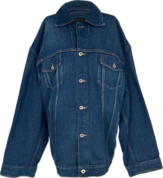 Off-white Arrow-Patched Oversized Denim Jacket in Blue Cotton