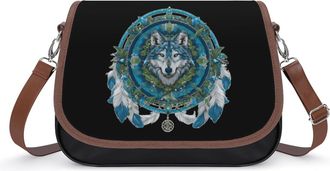 Generic Dreamcatcher1 Wolf Fashion Womens Crossbody Bags Novelty Handbag Shoulder Bag Purse