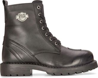 Infinity Leather Mens Leather Military Boots Black Combat Biker Motorcycle Punk Western Boot