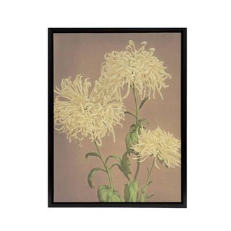 Artery8 Three Yellow Chrysanthemums Framed Canvas Wall Art Print Ogawa Kazumasa | Size: W24 x H32