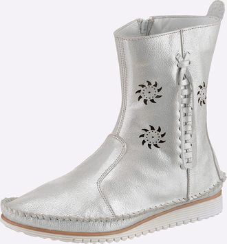 Andrea Conti Stiefelette ANDREA CONTI, Damen, Gr. 37, silberfarben, Glattleder, Leder, Rindsleder, Schuhe Stiefelette