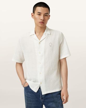 AllSaints Cotton Admon Short Sleeve Crepe Shirt, Size: XXL