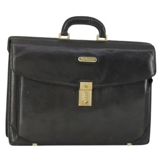 Burberry Pre-owned Leren Aktetas - Dames - Vintage Handtas - Zwart - ONE Size - Leer - Vintage