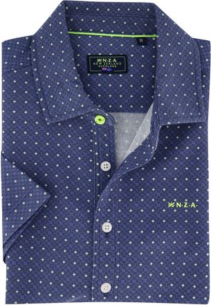 N-Z-A- NEW ZEALAND AUCKLAND Overhemd New Zealand navy geprint normale fit zomer