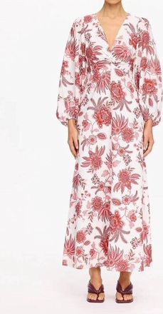 Kivari Bailey Midi Dress In Ivory Red Floral