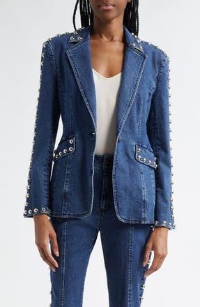 Cinq &agrave; Sept Milly Studded Denim Jacket in Oceane at Nordstrom Rack, Size 12
