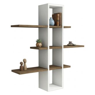 Dmora Estante Hierbas, 3 Niveles, Estructura Marr&oacute;n, Tono Nogal, 96x20x101h Cm Blanco