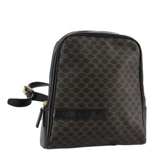 Celine Vintage Macadam Backpack Canvas And Leather Black Canvas Backpack Bag (Pre-Owned)