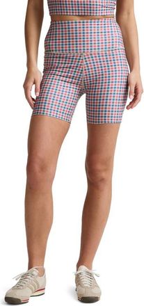 Beyond Yoga Softmark Keep Pace Bike Shorts in Sunwashed Gingham at Nordstrom, Size X-Large