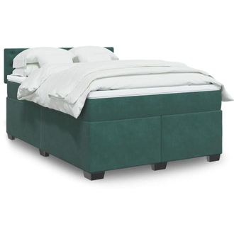 vidaXL Cama Box Spring Con Colch&oacute;n Terciopelo Verde Oscuro 140x190 Cm Vidaxl